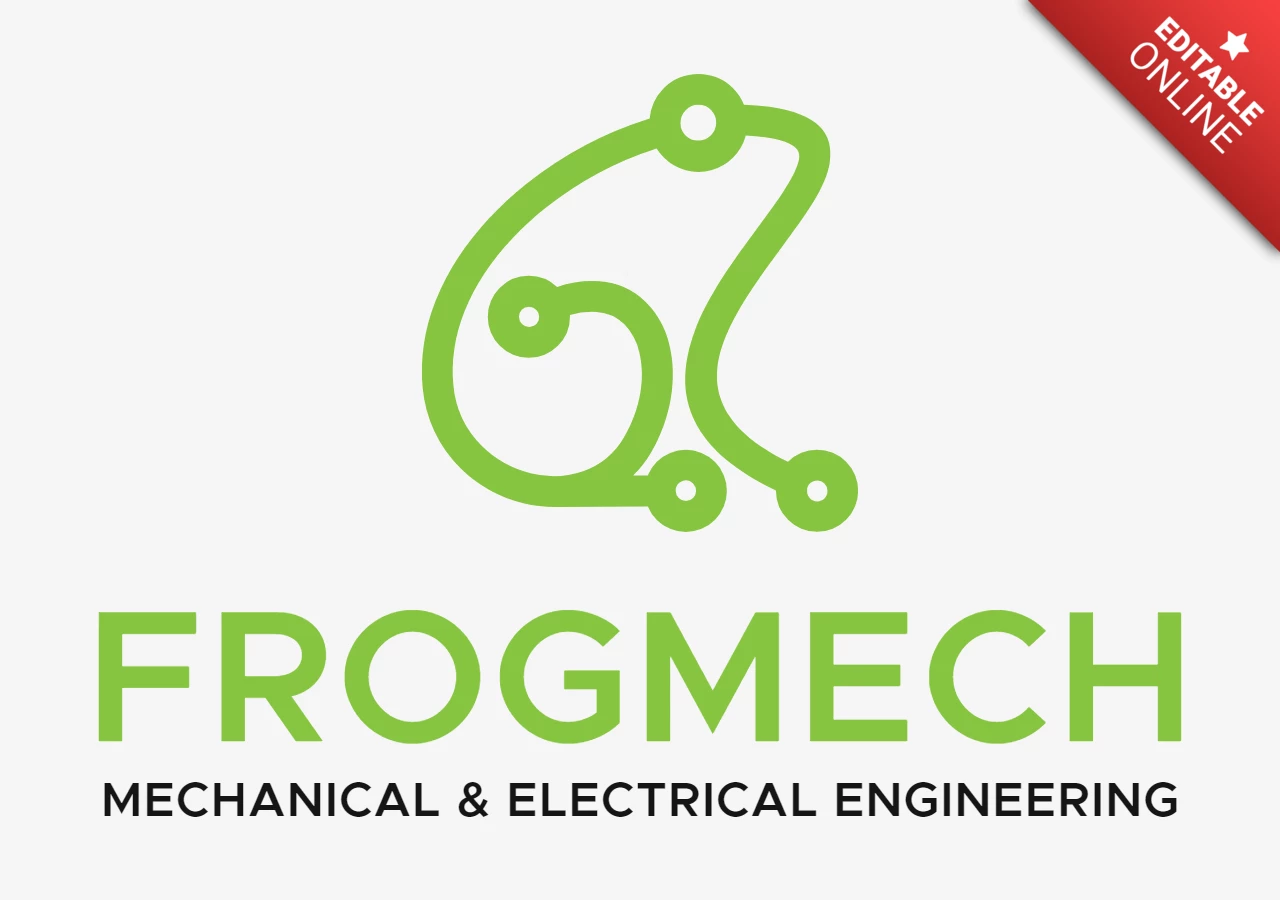 Modelo de design de logotipo de sapo mecânico e elétrico