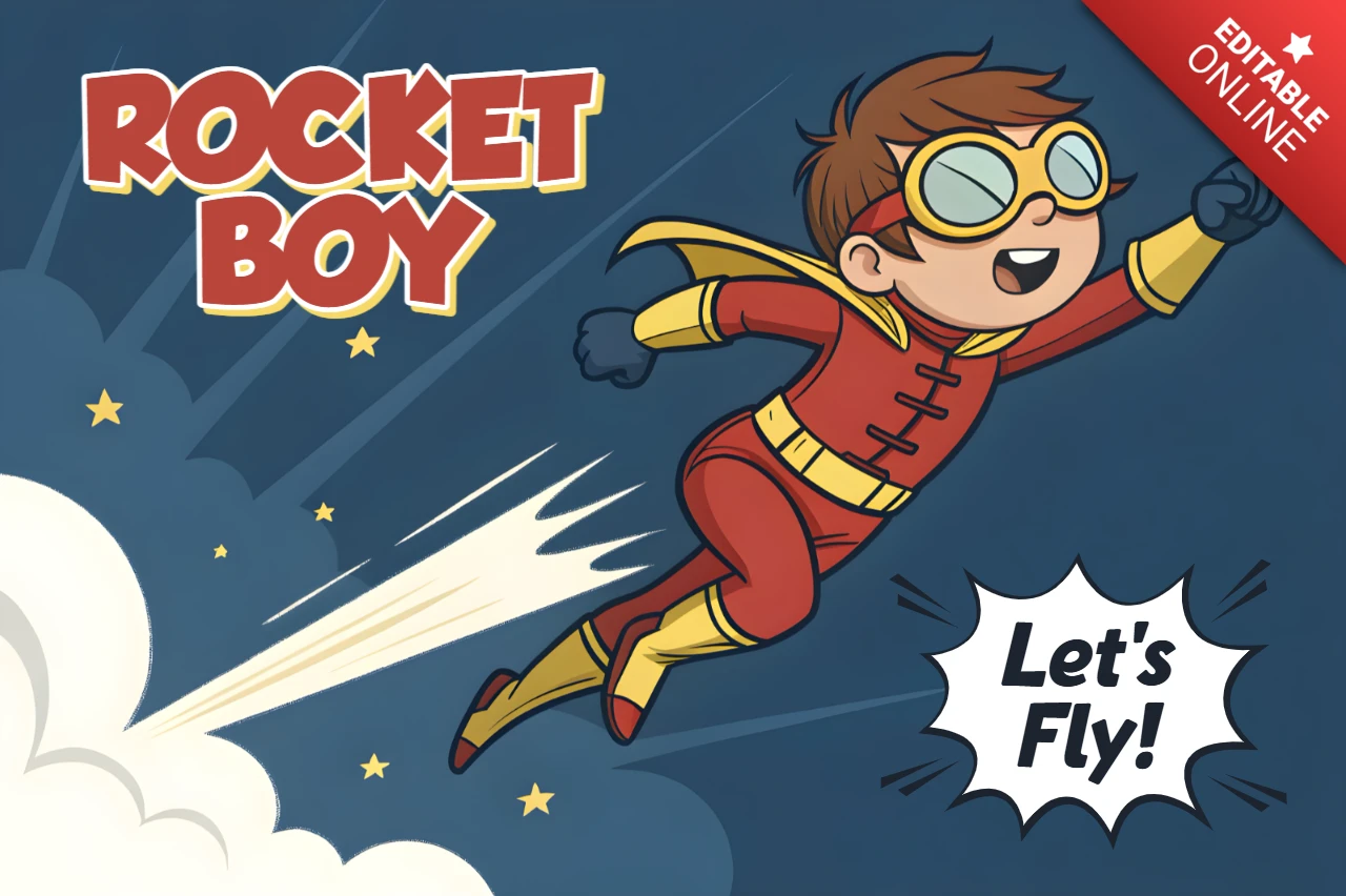Rocket boy cartoon ontwerp sjabloon voor kinderkleding