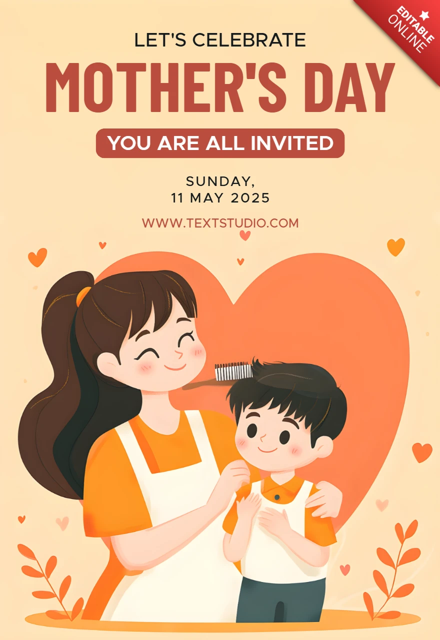 Editable Mother's Day Celebration Template - Cute Illustrated Design
