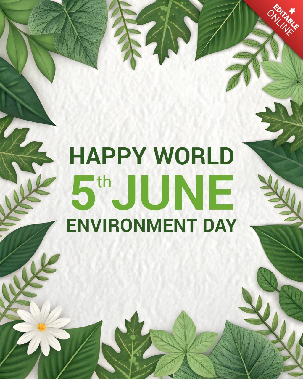 Diseño de plantilla editable inspirado en herbarios para la celebración del Día Mundial del Medio Ambiente