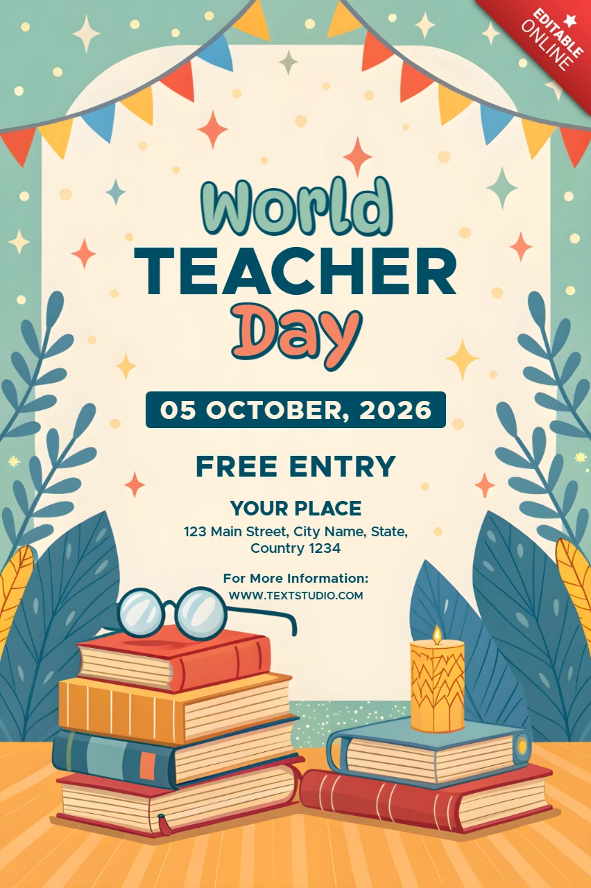 Vintage-Inspired World Teacher Day Celebration Template Design