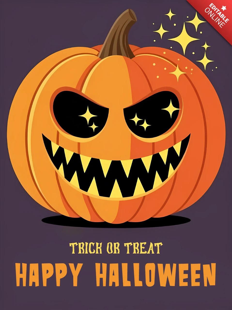 Gruseliges Kürbis-Halloween-Designvorlage für Grußkarten