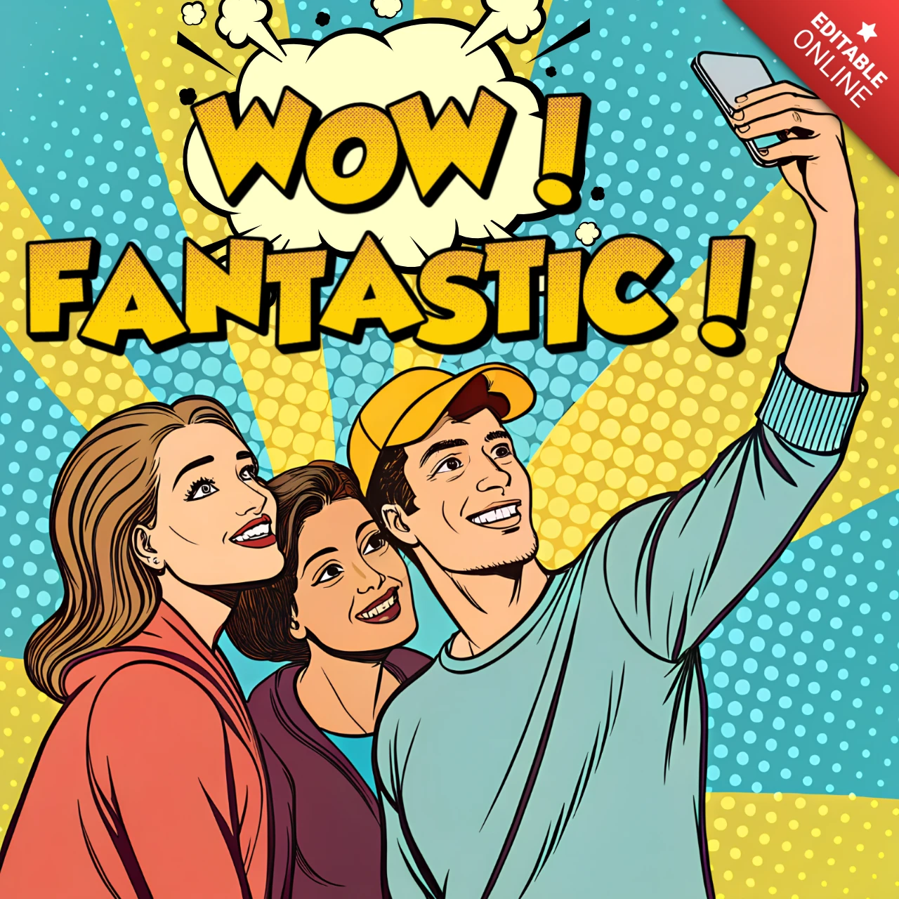 Pop-Art-Selfie-Designvorlage für Social-Media-Beiträge