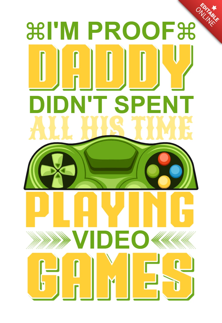 Fun Gaming Dad Quote Design Template for Playful Art