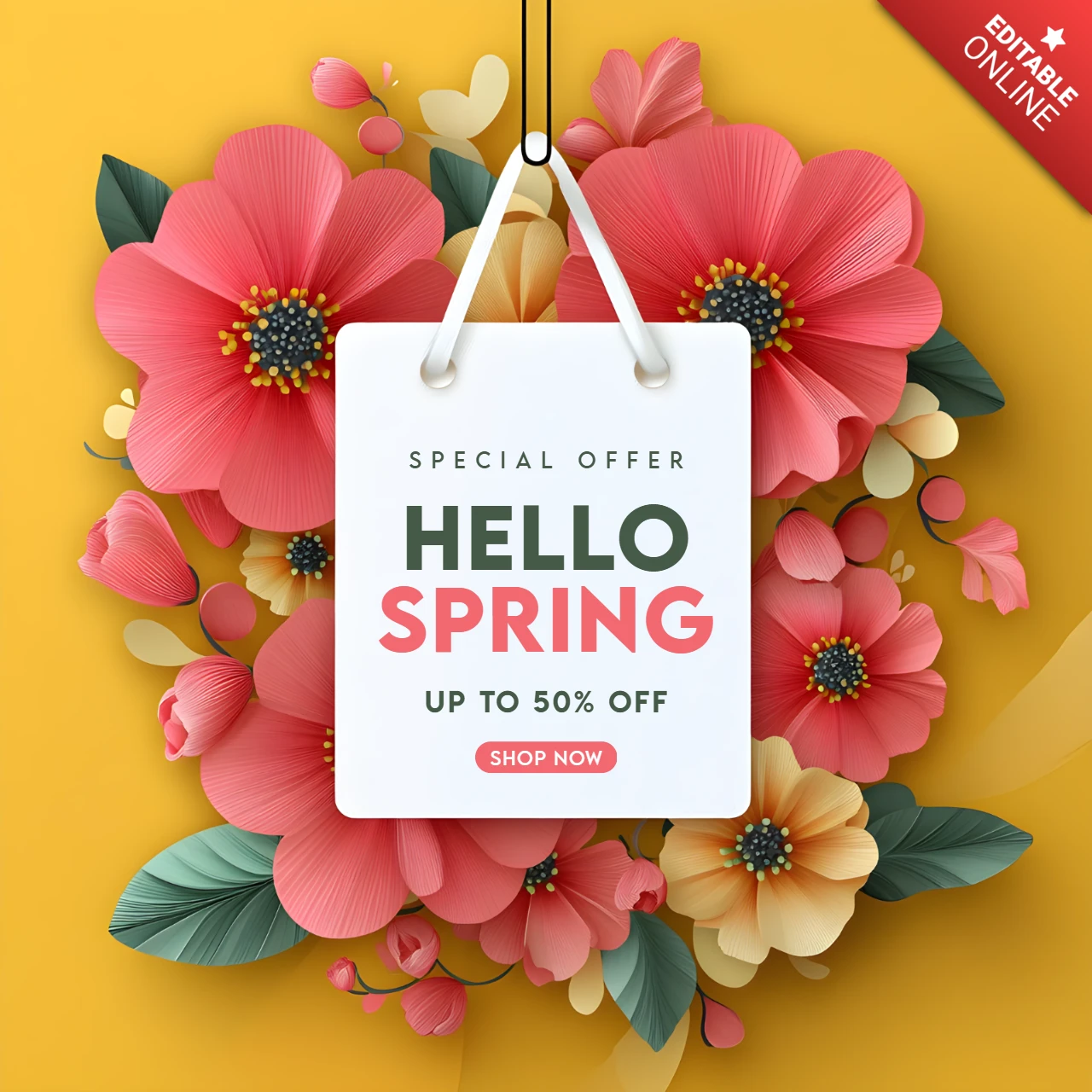 Modello di vendita floreale di primavera per offerte speciali