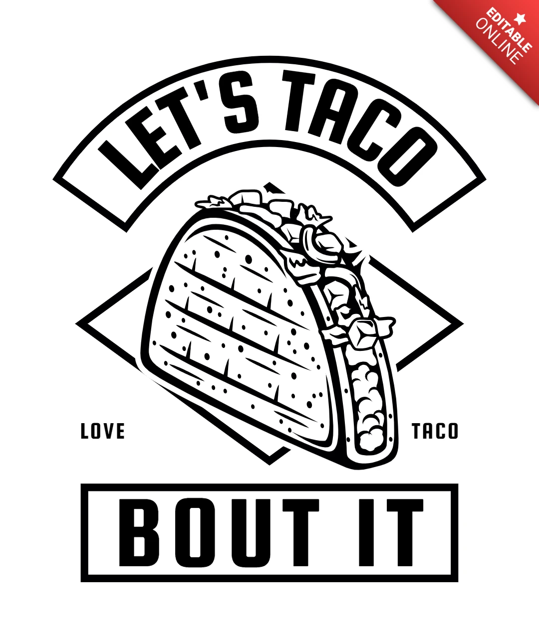 Шаблон дизайна футболки Let's taco bout it
