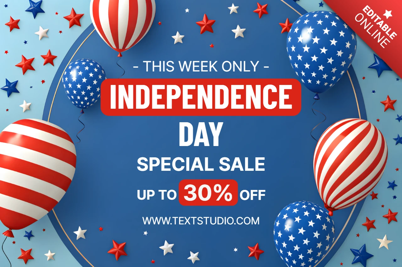 America Independence Day Sale Template with 3D Design