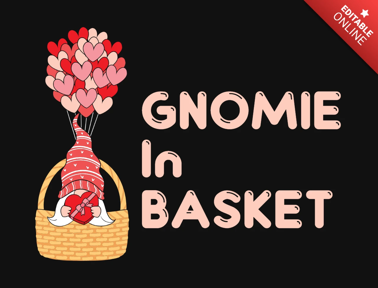 Gnomie im korb valentine herzen t-shirt vorlage