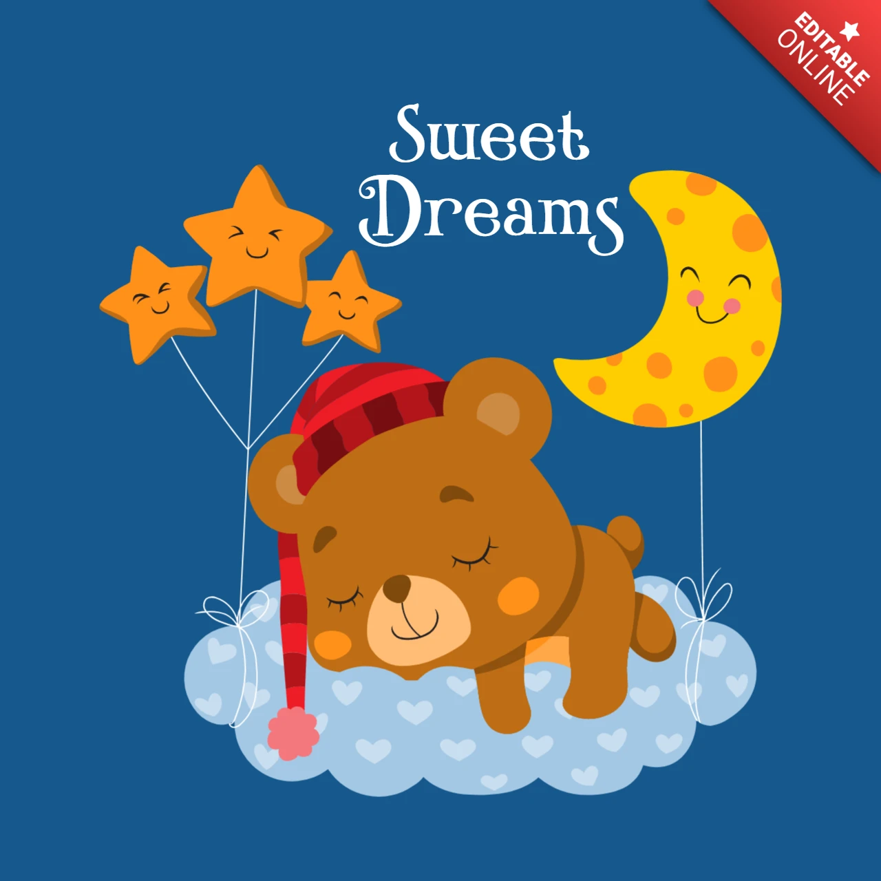 Plantilla de diseño de osito de peluche de dulces sueños para decoración infantil