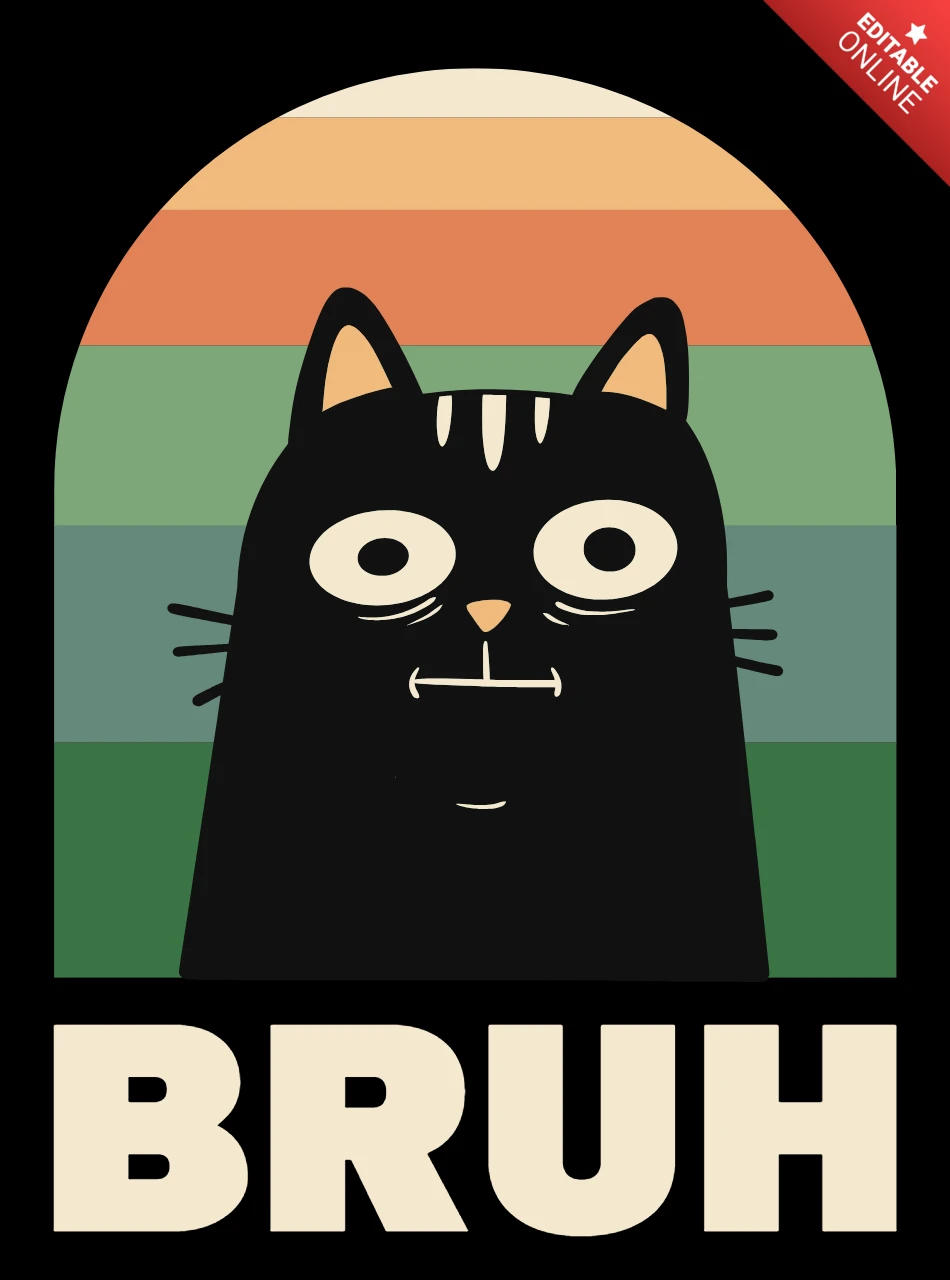 Design del gatto giocoso per t-shirt con estetica retrò