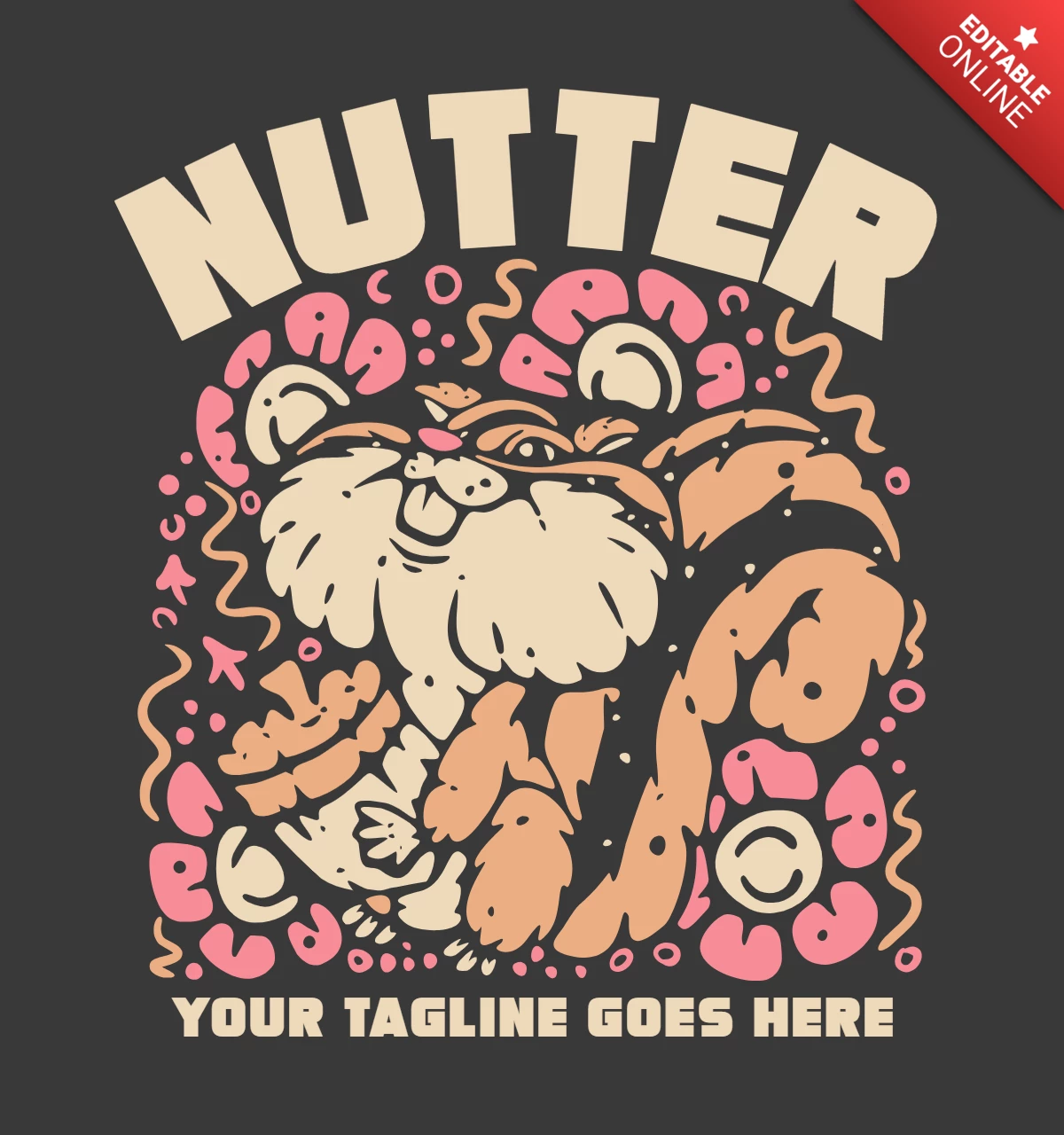 Modelo de design de camiseta vintage de esquilo carregando noz
