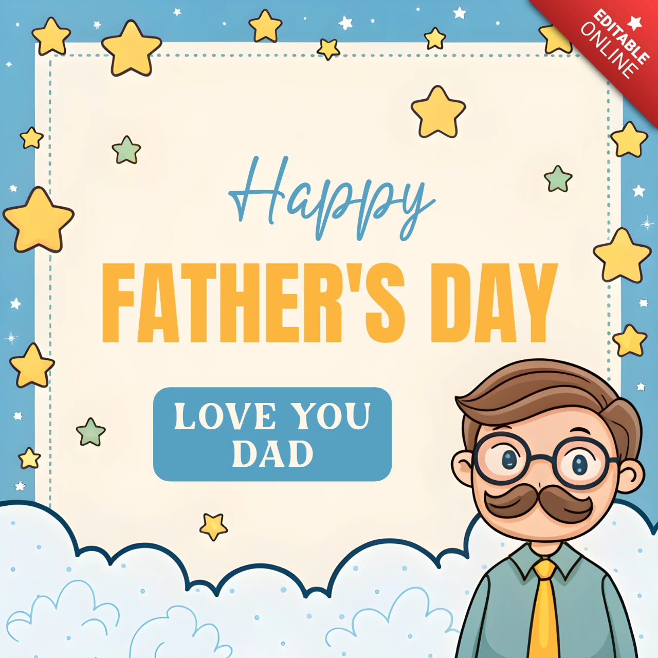 Happy Father's Day Wishes Template with Cute Design
