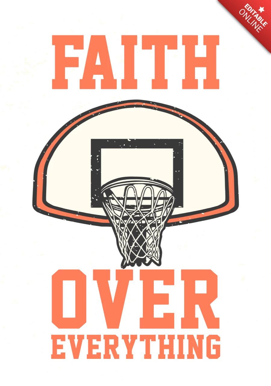 Basketball Hoop Vintage T-shirt Design Template