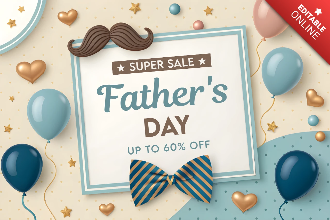 Festive Father's Day Sale Template with Playful Design Elements