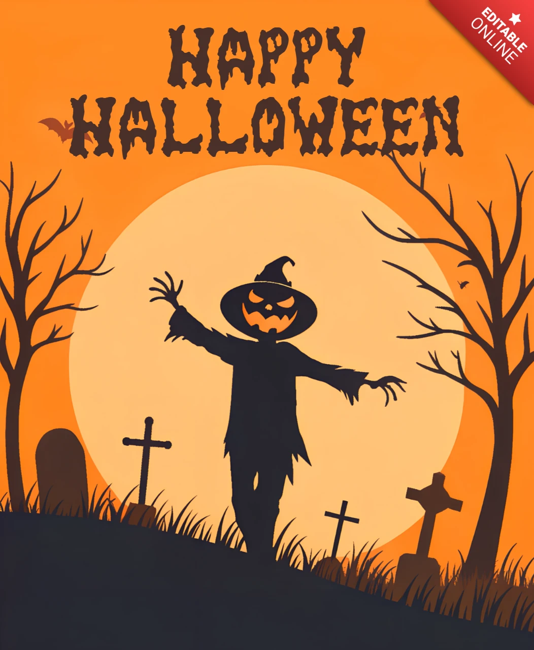 Spooky scarecrow halloween ontwerpsjabloon voor feestuitnodigingen