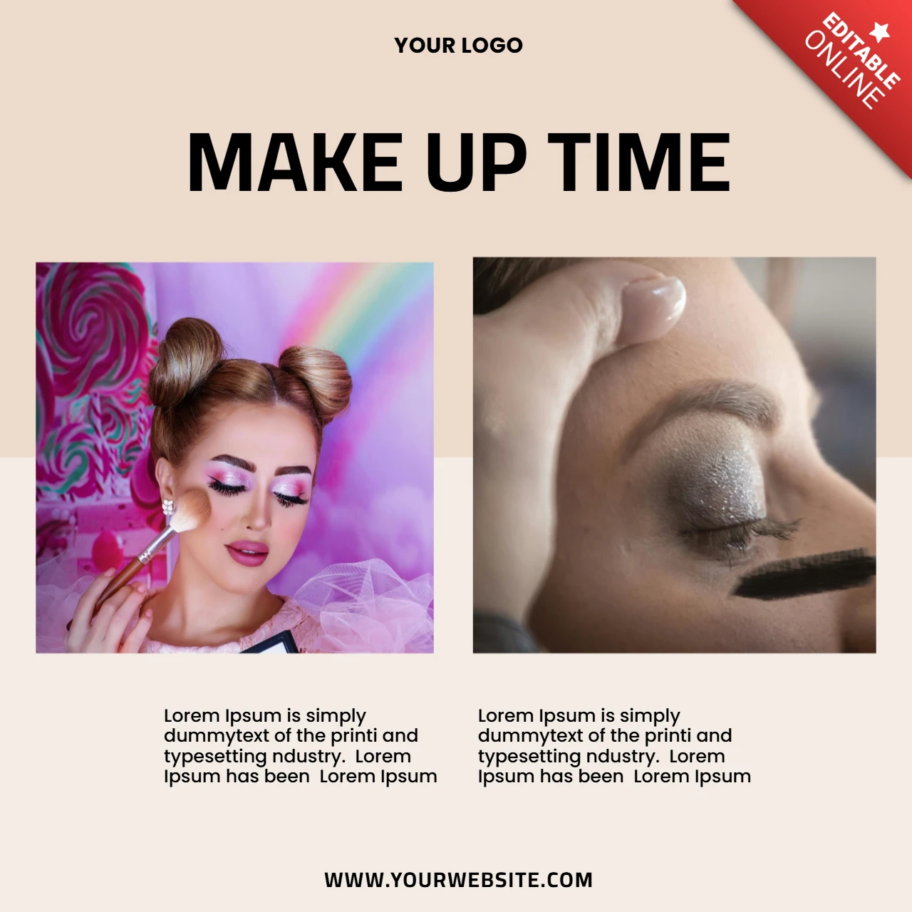 Chic Two-Tone Beige Advertising Social Media Post Design Template