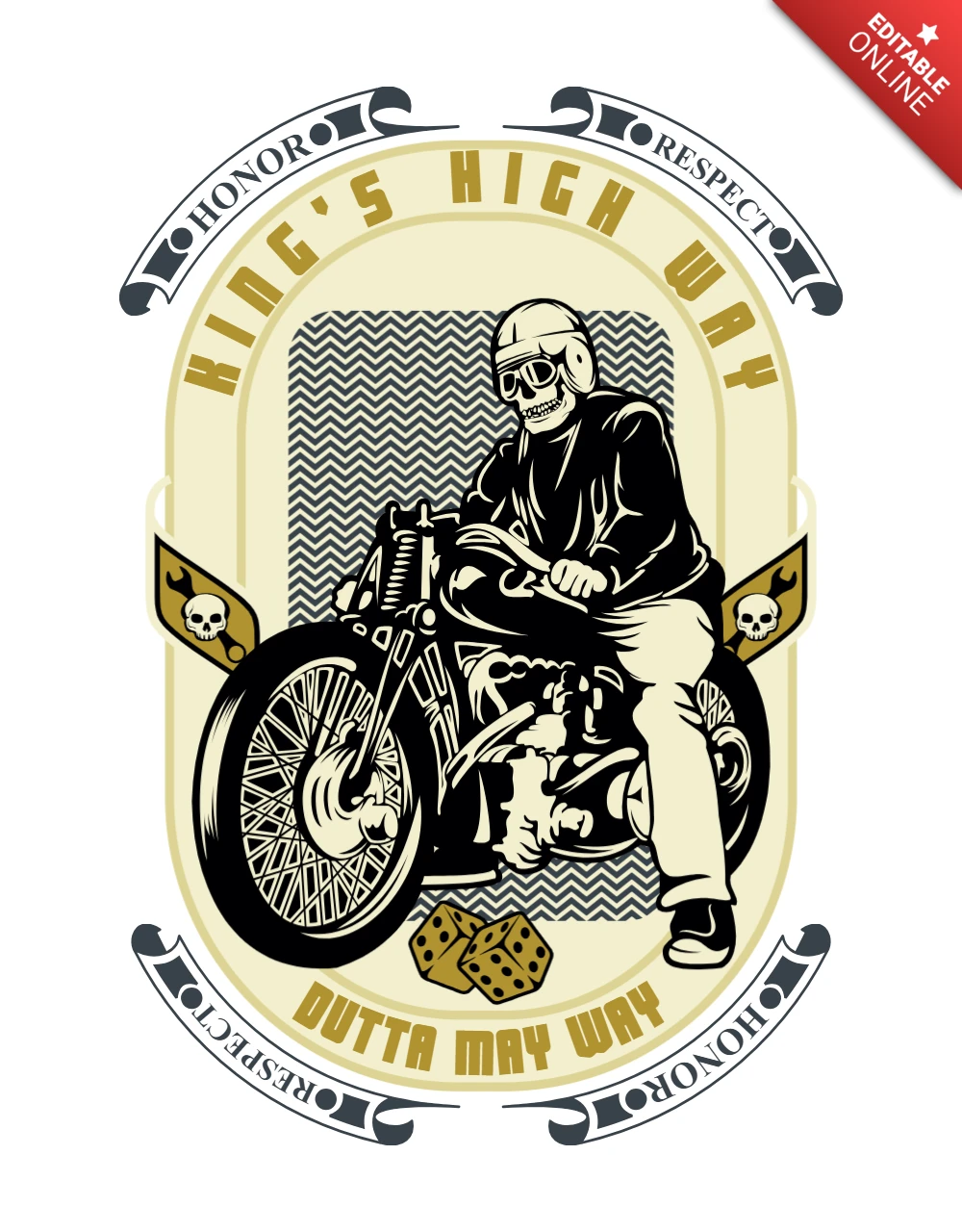 Skeleton Riding Motorbike T-shirt Design Template
