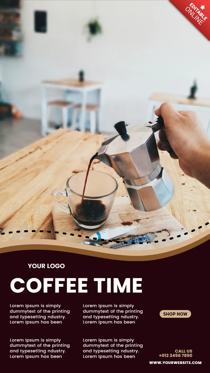 Coffee time promotional instagram story post design template