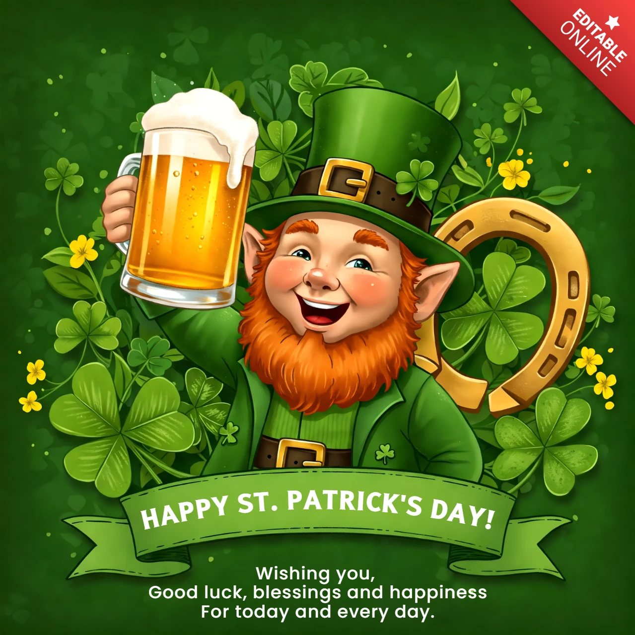 St. Patrick's Day Celebration Template - Whimsical Cartoon Design for Festive Greetings