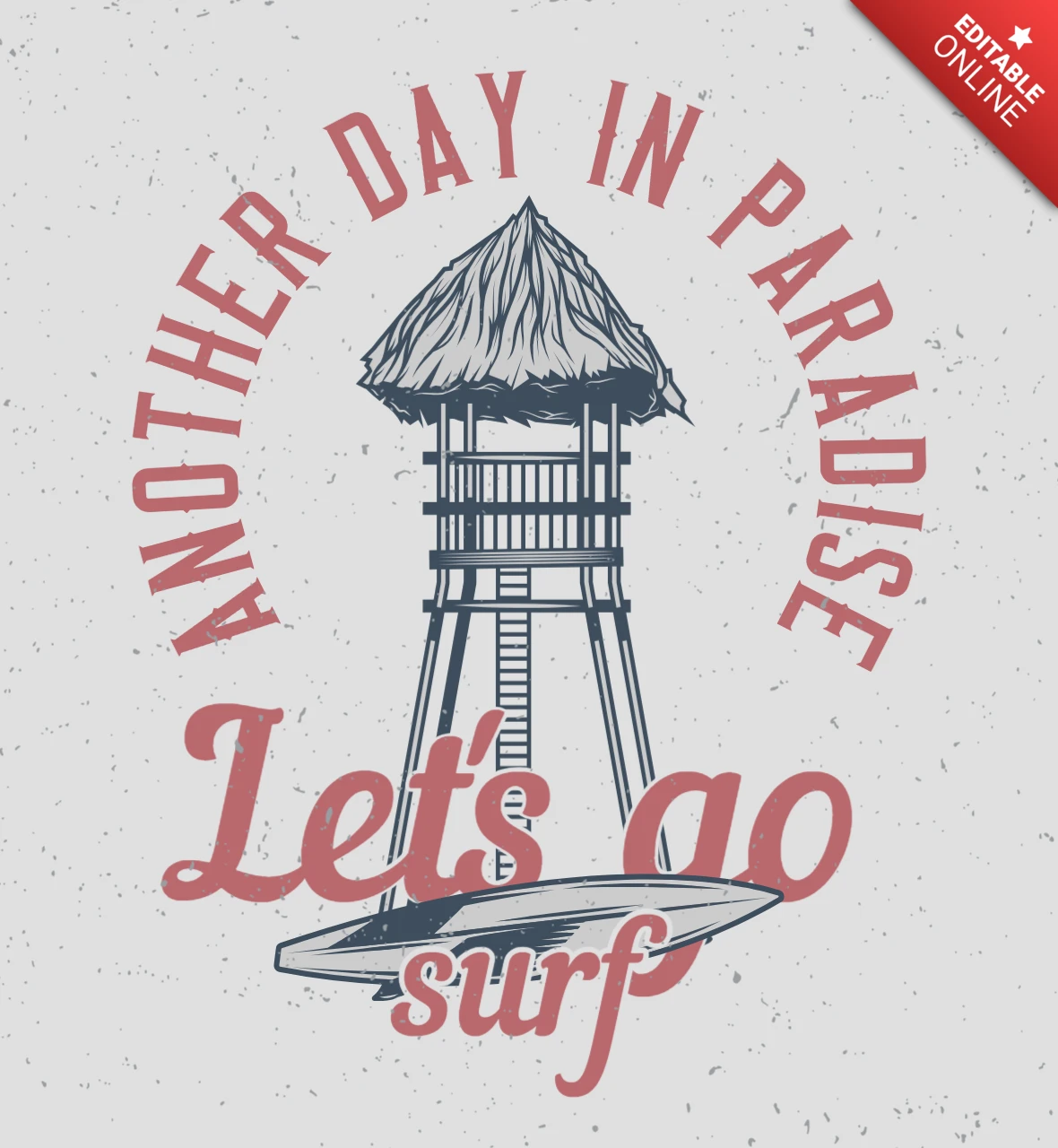 Rescue Tower And Surfing Board T-Shirt Design Template