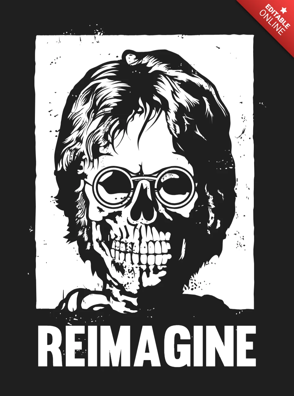 Reimagine skull john lennon parody t-shirt design