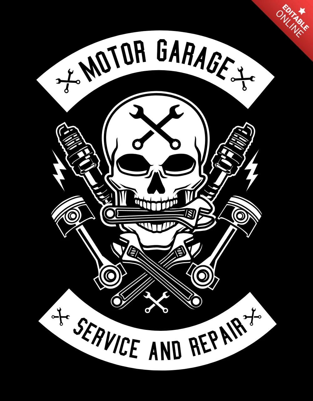 Motor garage schedel t-shirt ontwerp sjabloon