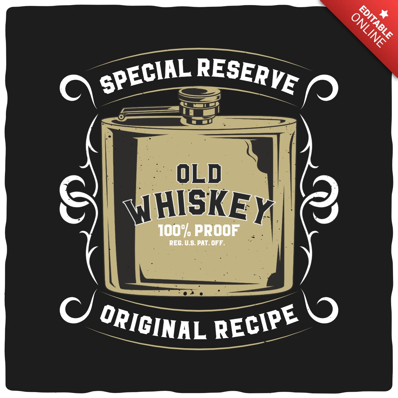 Whiskey Flask Illustration T-shirt Design Template