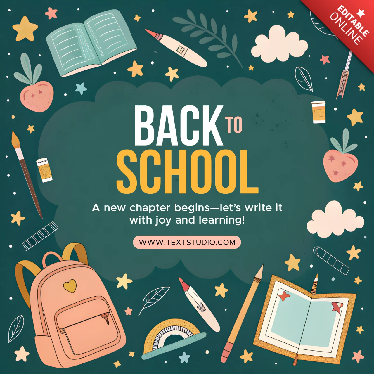 Back to School Design Template with Playful Illustrations for Educational Flyers