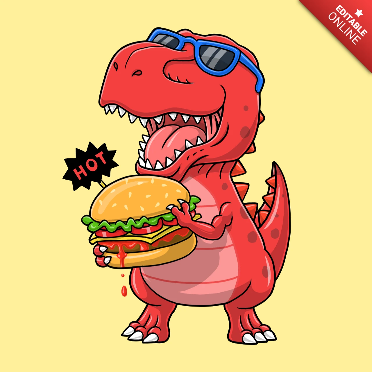 Ontwerpsjabloon voor leuke t-rex hamburger kinderkleding