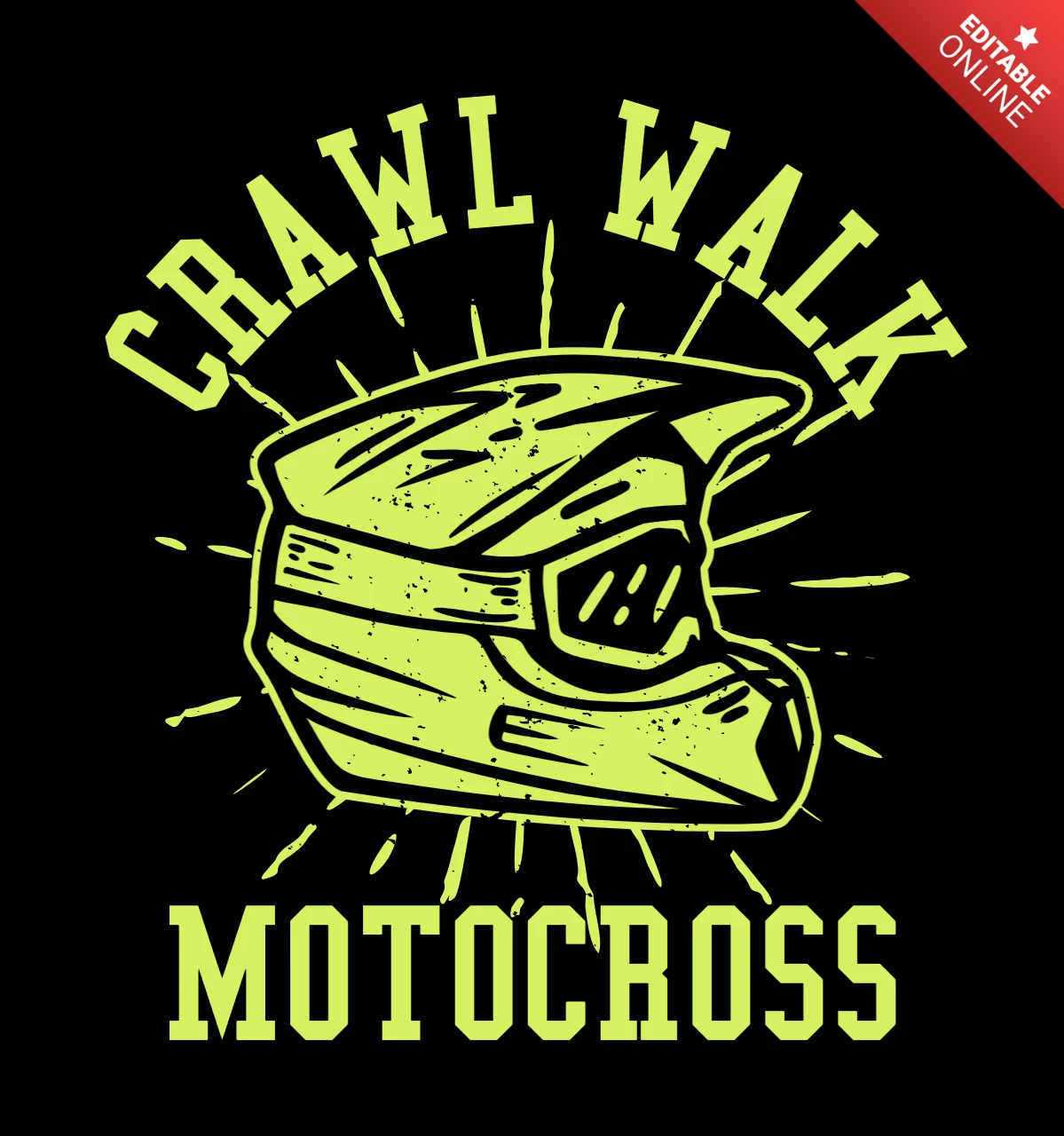 Motocross Helmet Vintage T-shirt Design Template