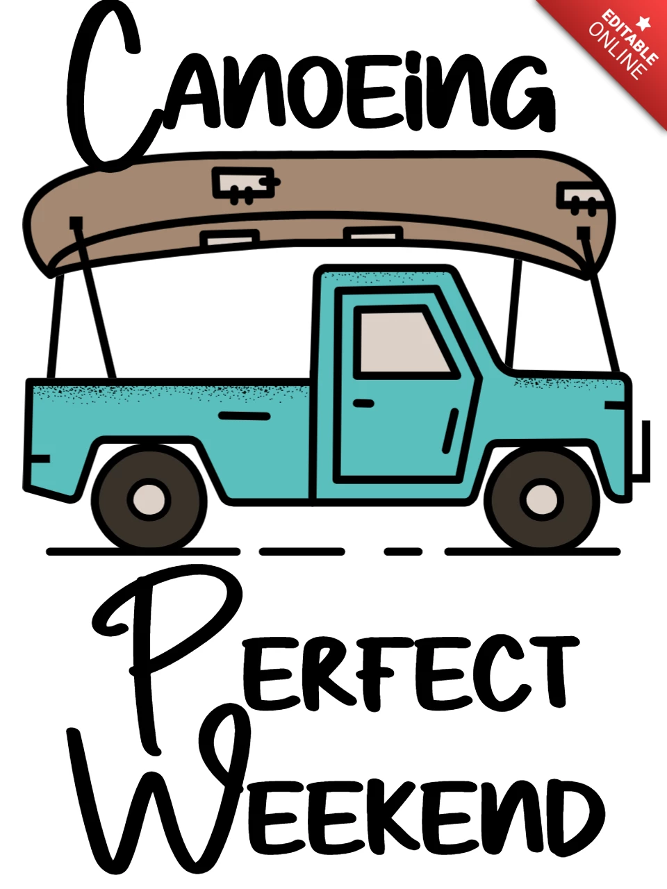 Kanoën perfect weekend t-shirt sjabloon ontwerp