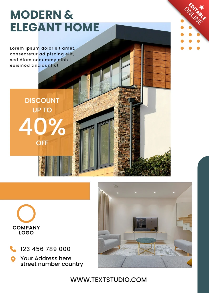 Modèle de design moderne pour le marketing immobilier