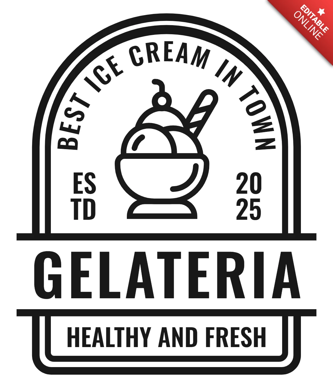 Gesunde und frische gelateria logo design Vorlage