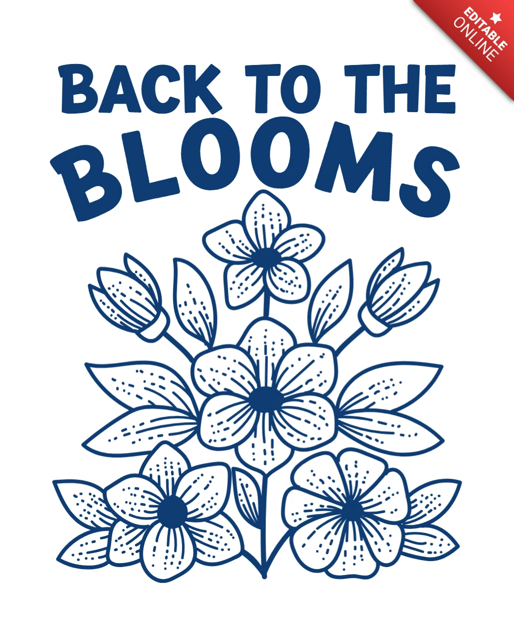 Modello di design floreale per t-shirt con grafica "back to the blooms"