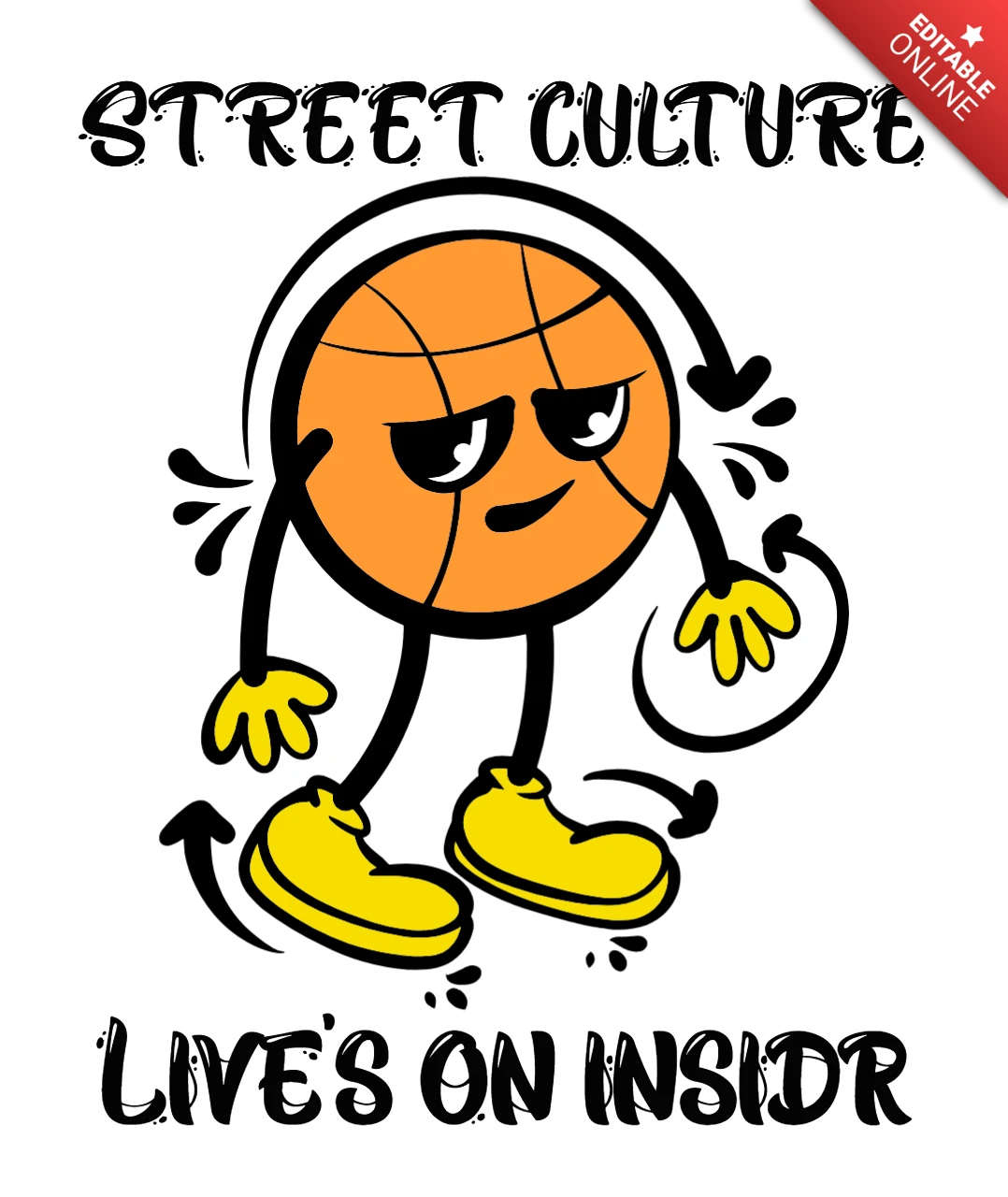 Template de design gráfico de basquete da cultura de rua para vestuário