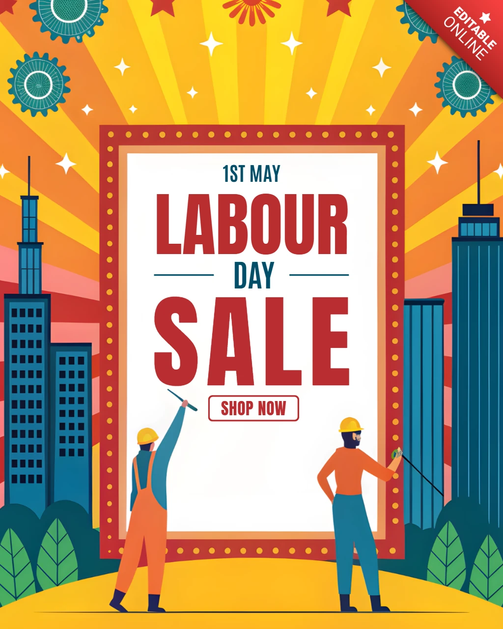 Vibrant Labour Day Sale Design Template for Editable Promotions