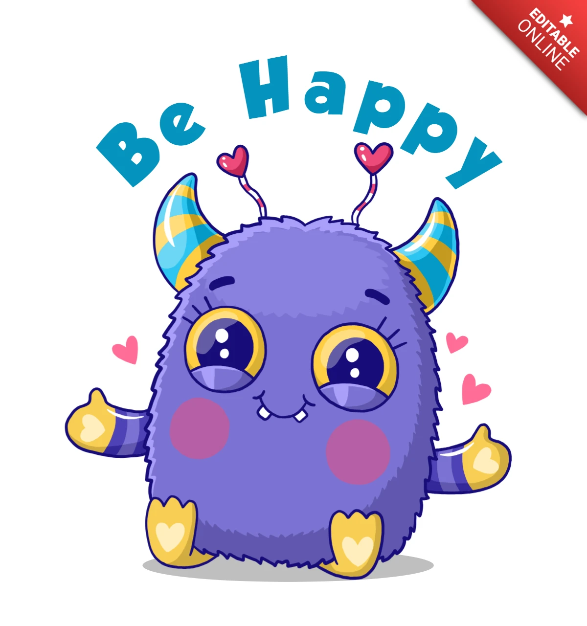 Modello di design di mostro Be happy per abbigliamento per bambini