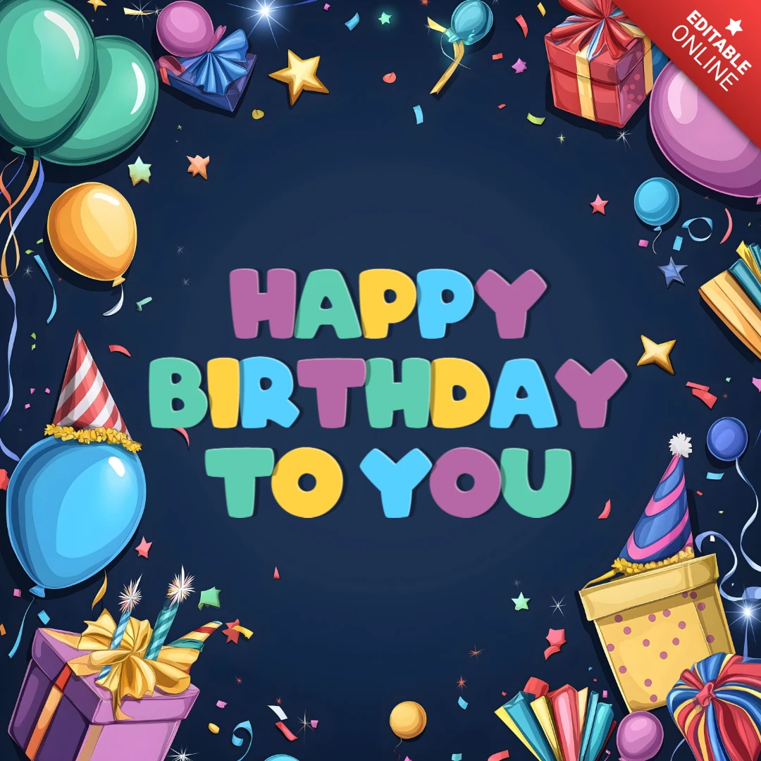 Colorful Happy Birthday Greeting Design Template