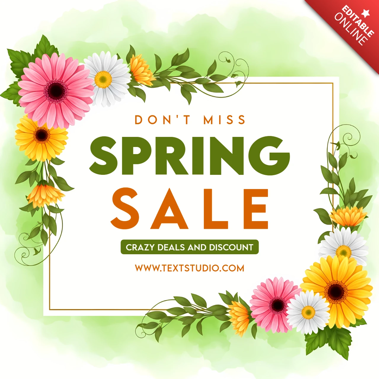 Frühjahrsverkaufs-Blumendesignvorlage für Werbeflyer