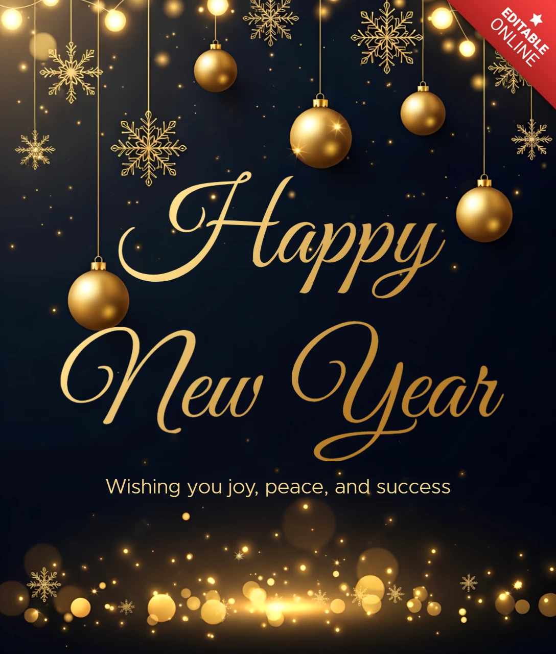 Elegant New Year 2026 Celebration Template with Gold Sparkles Design for Greeting Cards