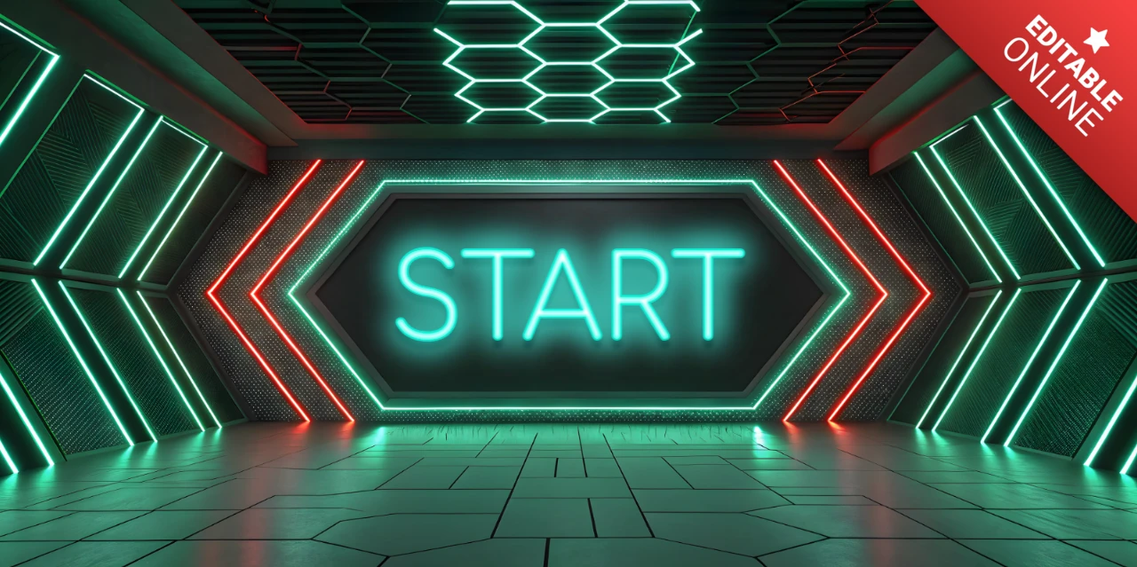 Neon Start Design Template for Futuristic Gaming Environments