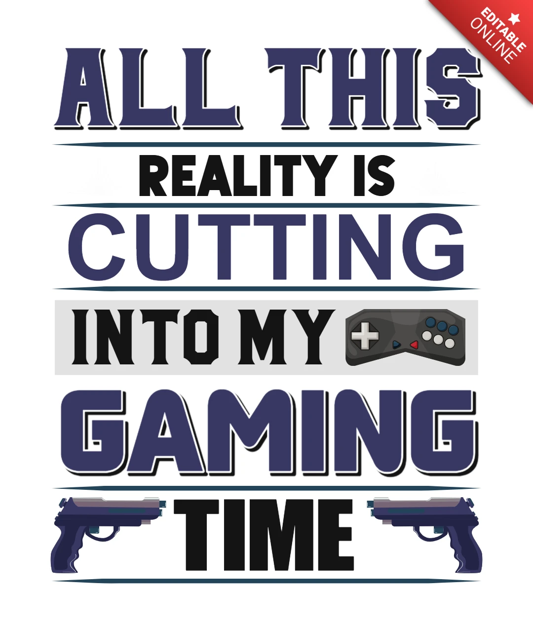 Gaming Time Typography Design Template for Gamers