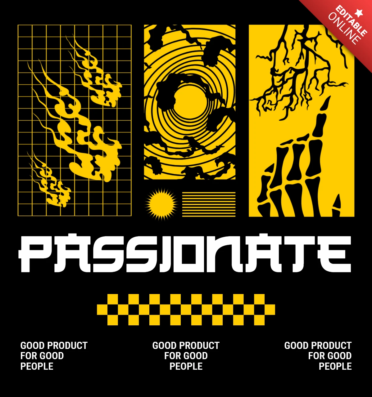 Passionate Graphic Design Template with Flames and Abstract Elements