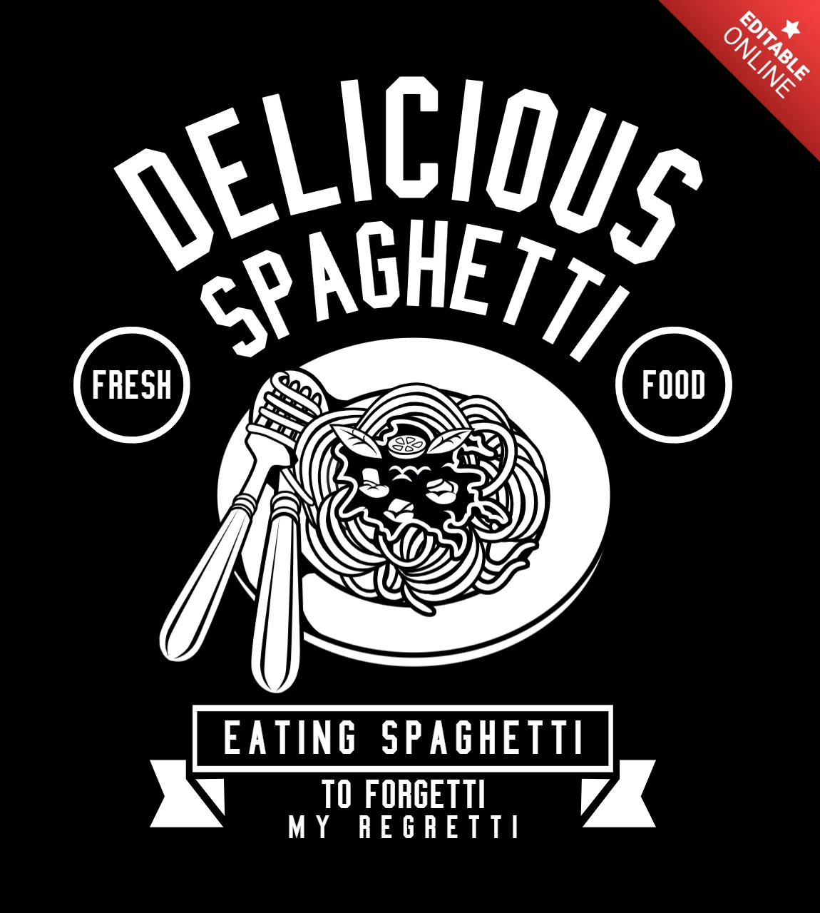 Delicious Spaghetti T-shirt Design Template