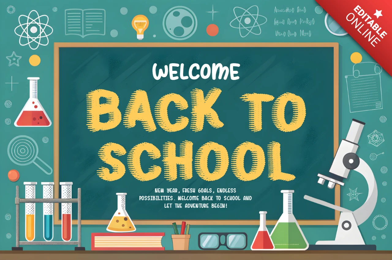 Back to School Design Template with Science Elements for Classroom Decor