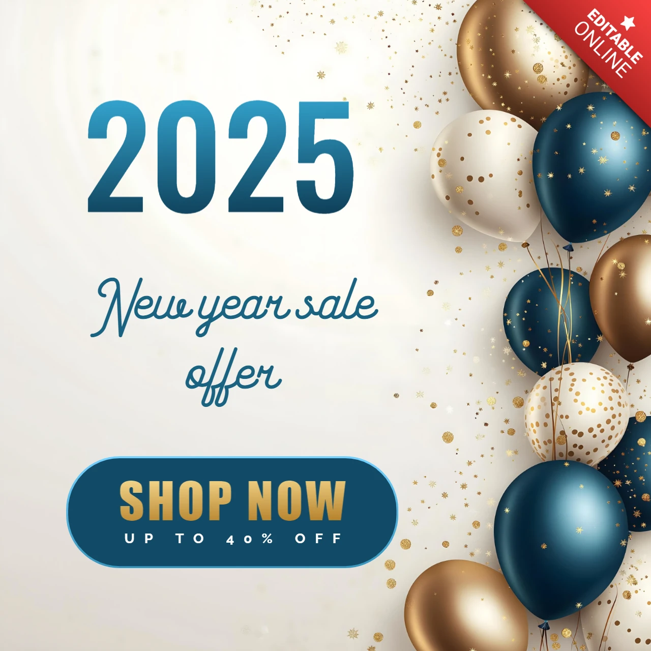 Elegant Balloons New Year Sale Offer Instagram Post Design Template