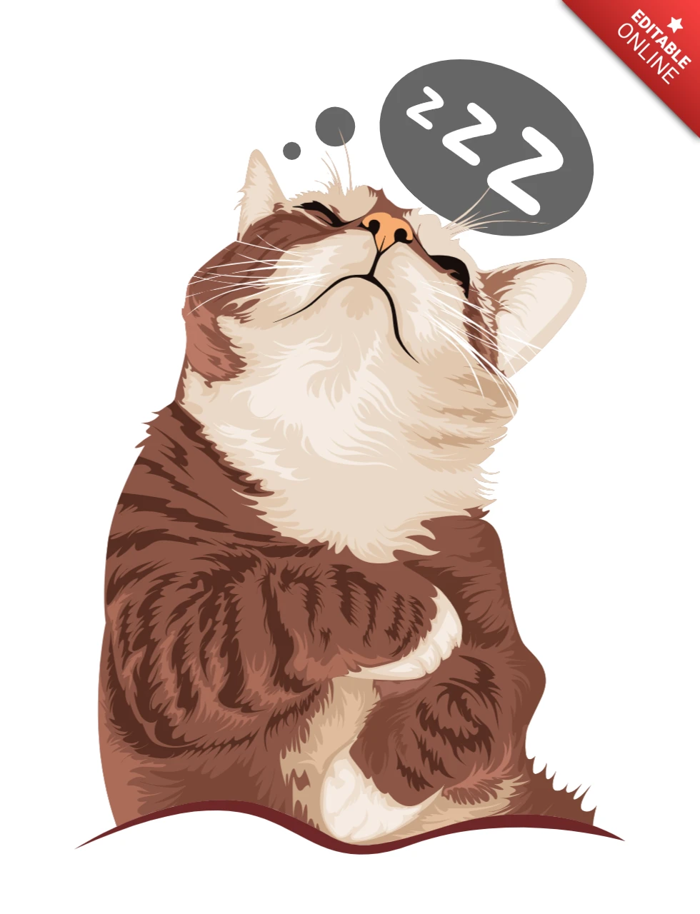 Illustration de chat qui dort, dessin animé paisible, design de t-shirt pour l'heure de la sieste.
