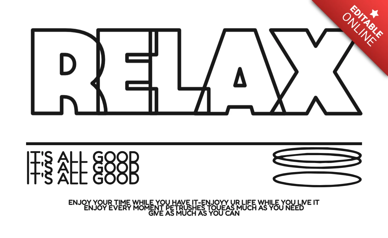 Entspanne dich, alles ist gut, achtsame Typografie mit Lebenszitat und visuellen Symbolen T-Shirt-Designvorlage