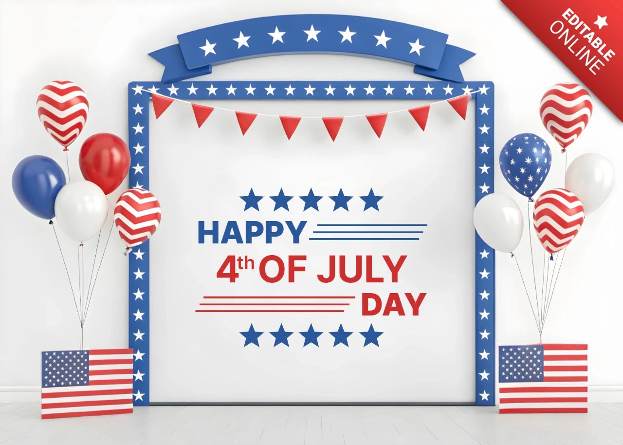 Bright 3D Festive Design for USA Independence Day Celebrations Template