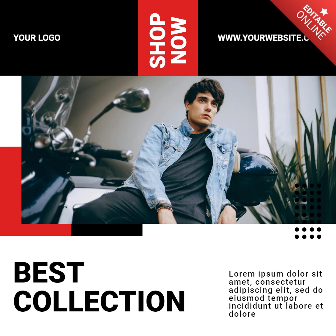 Moderne maskuline Mode-Werbung in sozialen Medien – Design-Vorlage